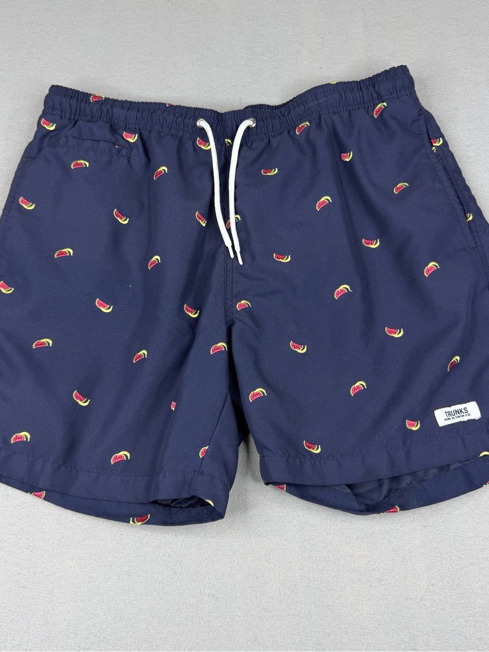 Trunks Surf & Swim Co Men’s M Navy Watermelon Swim Trunks 6” Mesh Lined